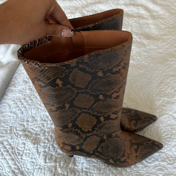 Franco Sarto Brown Snakeskin Pattern Women Boots - Picture 6 of 11